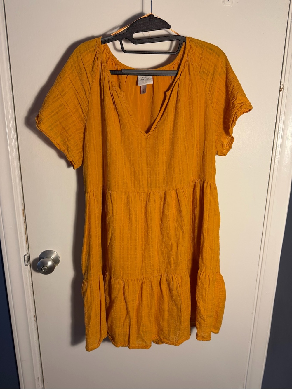 Knox Rose Mustard Yellow Tiered Midi Dress size Large